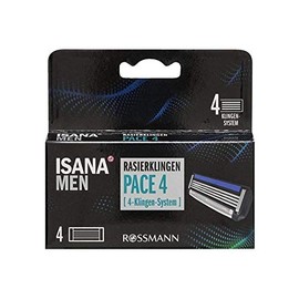 ISANA Men Pace 4 Razor Blades 4 Pieces 4 Blade System with Care Lubricating Strips