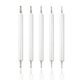 SagaSave 5 Pieces Embossing Tool Set with 1-3mm Double End, White Embossing Stylus, Carbon Transfer Nail Art Pottery Clay Embossing Pen