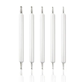 SagaSave 5 Pieces Embossing Tool Set with 1-3mm Double End, White Embossing Stylus, Carbon Transfer Nail Art Pottery Clay Embossing Pen