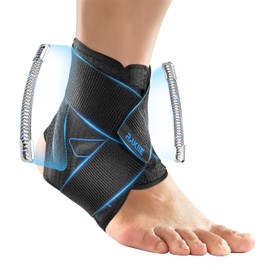 Rakiie Ankle Brace for Women & Men, Reinforced Metal and 3D Silicone Pad Support, Ankle Support for Sprains, Tendons, Achilles Tendons, Lace Up Ankle Brace for Running, Basketball, Tennis, Blue S