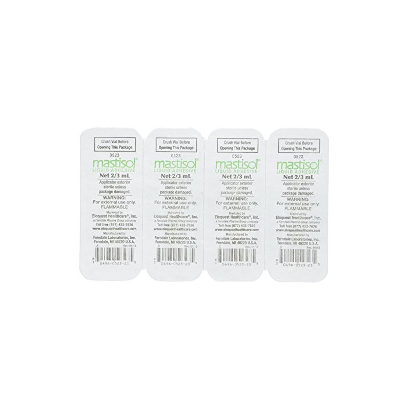 Mastisol Medical Liquid Adhesive 2/3 mL Vials, Four (4) Vials