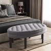 BELLEZE 46 Inch Ottoman Bench Button-Tufted Bench, Oval Coffee Table