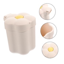 Ciieeo Mini Desktop Trash Can Flower Shaped Desktop Garbage Bin Cute Countertop Trash Can Kawaii Waste Bin Plastic Garbage Bin Tabletop Wastebasket for Office Home White