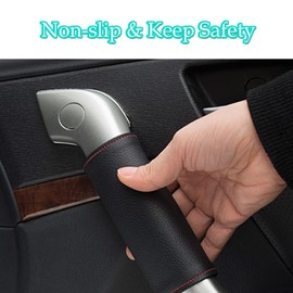 DURASIKO Car Grab Handle Cover,Soft Car Handle Protector,Car Grip Gloves, PU Leather Material,Interior Accessories for Most Cars,2Pcs