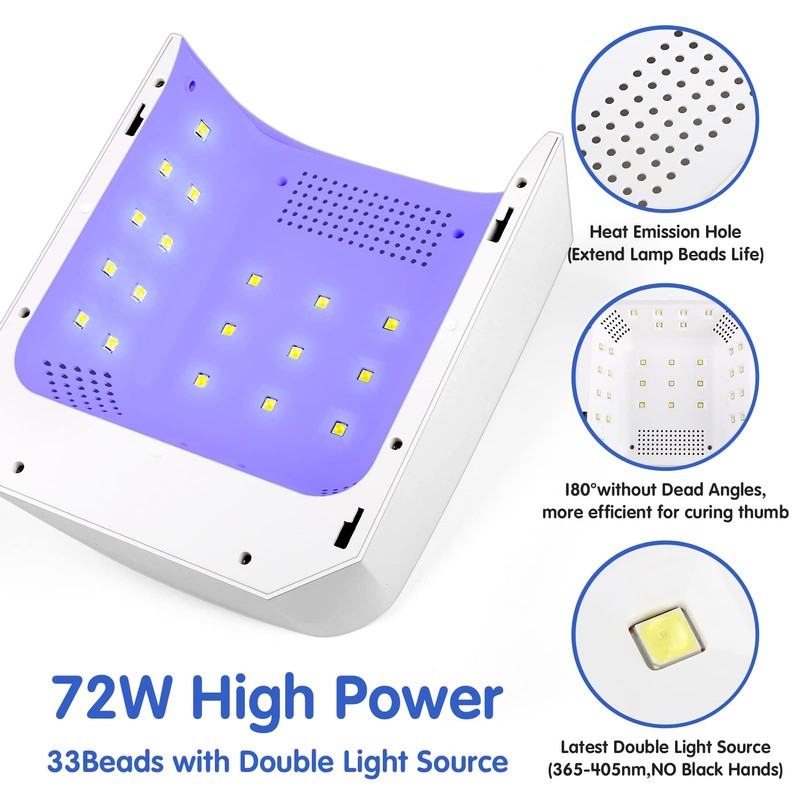 72W Professional UV Light for Nails | Rechargeable Cordless UV