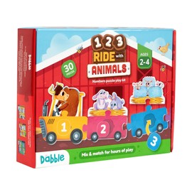 LoveDabble 123 Ride with Animals: Three-Way Puzzle Magic! Count & Identify Numbers by Assembling Wagons, Loading Animals & More | Puzzles for Learners | Birthday Gifts for Kids