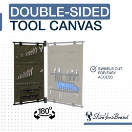 StoreYourBoard Pivot Panel Tool Storage, Swivel Workshop Organizer for Wrenches, Screwdrivers, & Sockets, Metric & Imperial Labeled Slots (High Pine Green)