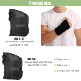 Chesoon 2 Pack Sport Wrist Braces with Removable Plastic Plate Left and Right Hands Thumb Strain Support Fixation Protective Gear for Badminton Tenosynovitis Black S/M