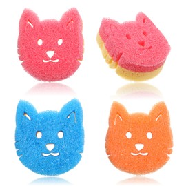 3 Pcs Dual Sided Scrub Sponge Multi Functional Cute Temperature Sensitive Non Scratch Dish Sponge Premium Cleaning Sponges for Washing Dishes Kitchen Bathroom