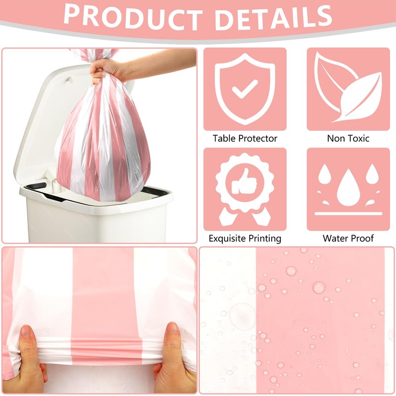 FuenteOrilla 4 Pcs Pink and White Striped Tablecloths Pink Stripe