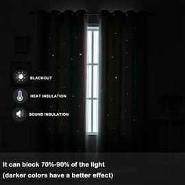 Tongcan Princess Curtains for Girls Bedroom Kids Room Ombre Rainbow Blackout Curtains with Voile Sheer and Grommet Top Star Window Drapes for Living Room