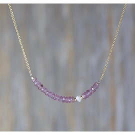 Purple Lavender Sapphire Gemstone Bar Necklace- Genuine Sapphire Diamond Gemstones- Unique- Mother's Day- Graduation Gift Idea