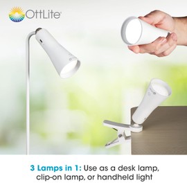 OttLite Switch 3-in-1 Rechargeable Task Lamp, Clearsun, White, Retail