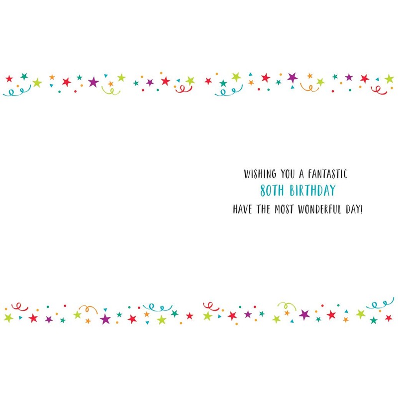 Modern Milestone Age Happy Birthday Card 80th - Regal Publishing,orange|grey|pink|green,8