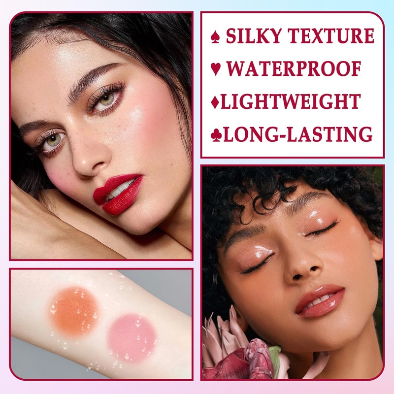 3 Colors Blush Stick,Solid Cream Blush,Multi-Use Highlighter Blush Stick for