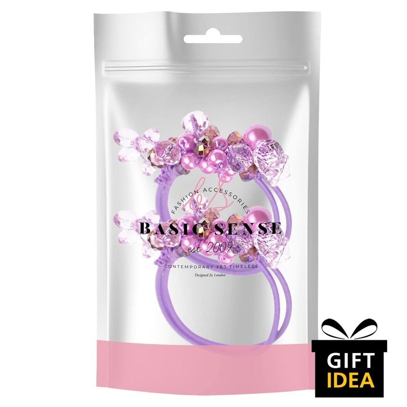 BasicSense Beads Double Elastic Bobbles Ponytail Holder Hair Ties Band