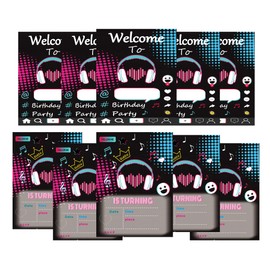 ULBGHLB Music Birthday Party Supplies,Birthday Invitation Cards For Kids,Music Party Supplies Birthday Invitation Cards for Boys Girls Kids Baby Shower Party Favors