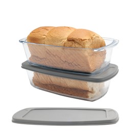 Vitrignis Loaf Pan With Lid - Meatloaf Pan With Airtight Lids - 1.9qt Glass Bread Loaf Pan - Loaf Pans For Baking Bread（Set Of 2）