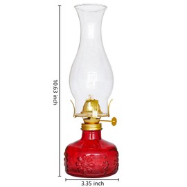 2 Pcs Chamber Oil Lamps, Glass Clear Color Kerosene Lamp for Indoor Use Home Decorative Rustic Hurricane Lamp Oil Lantern 11" Vintage Oil Lamp for Tabletop Decor Lighting