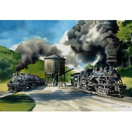 Bella Terra Cass Scenic Railroad West Virginia Shay & Heisler Steam Locomotives Notecards - Set of 6