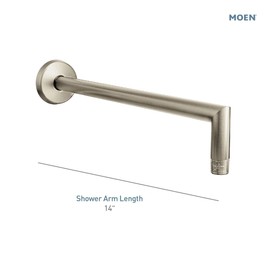 Moen Arris Brushed Nickel 14-Inch Rainshower Straight Shower Arm and Flange for Overhead Showerhead, S110BN
