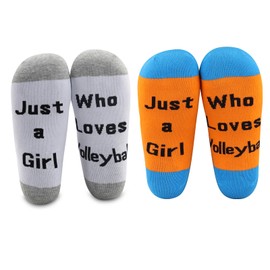 CMNIM Volleyball Gifts for Teen Girls 2 Pairs Novelty Volleyball Socks Just a Girl Who Loves Volleyball Player Gifts Girls (20241024 Volleyball colour)