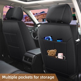 RAWAKORW Seat Covers Leather for Honda CRV: 2 Front Seat Covers- Custom Fit for Honda CR-V 2017-2022 (Black)