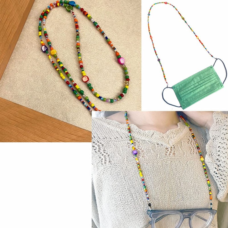 DECKER Colorful Bead Women’s eyeglass chain eyewear retainer Mask Holder