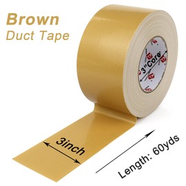 3 Inch Tan Brown Duct Tape Waterproof,Heavy Duty,3 Inch x 60 Yards,9 Mil Industrial Grade Light Brown Duct Tape,No Residue,Strong,Flexible and All Weather,Professional for Indoor & Outdoor Use