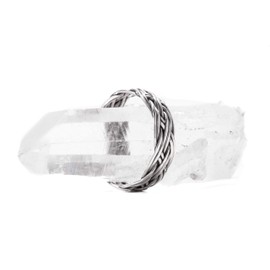 Windalf Viking Narrow Silver Ring Loredane 5 mm Vintage Braid Pattern Viking Friendship 925 Sterling Silver, Fabric, No Gemstone