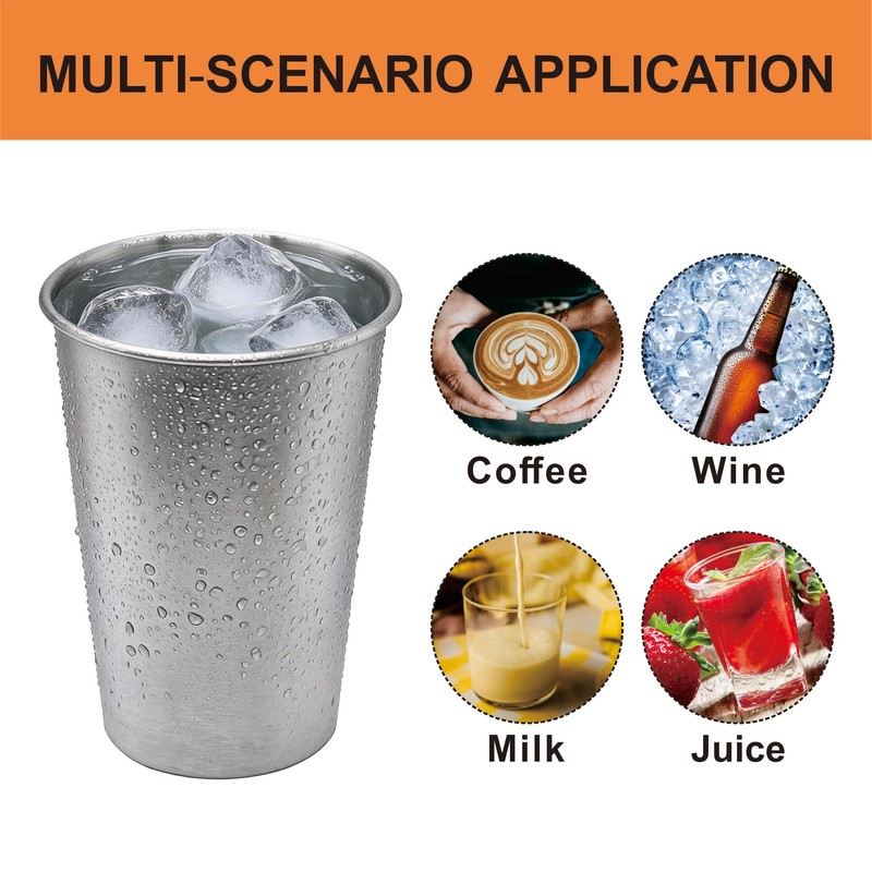 8PCS 304 Stainless Steel Cups with Straws, 11.95 Oz and