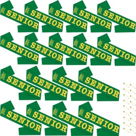 SKJIAYEE 18 Pack Class of 2026 Senior Sashes, Green Satin Finally Graduated Sash with Gold Printing Letters Cheerleader Senior Sashes for Class of 2026 Graduation Party Celebrations Supplies