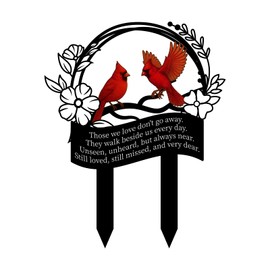 BOXOB Cardinal Tombstone Cemetery Decor, Metal Memorial Stakes Grave Decorations Tombstone Marker for Loved Ones Outdoor Yard Garden Plaques
