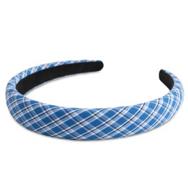 SXQLYH Headband Padded Checked Fabric Headband - Padded Women's Hair Accessories Fabric Hair Band Headbands Wide Padded Headband for Women Girls (Blue, 2.2 cm)