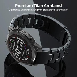 synsing 26 mm Titanium Bracelet with Quick Release Compatible with Fenix 8 51 mm/Enduro 3 51 mm/7X Pro/6X Pro, 22 mm Metal Bracelet 22 mm Compatible with Fenix 8 47 mm/E 47 mm/7/6 Pro/5