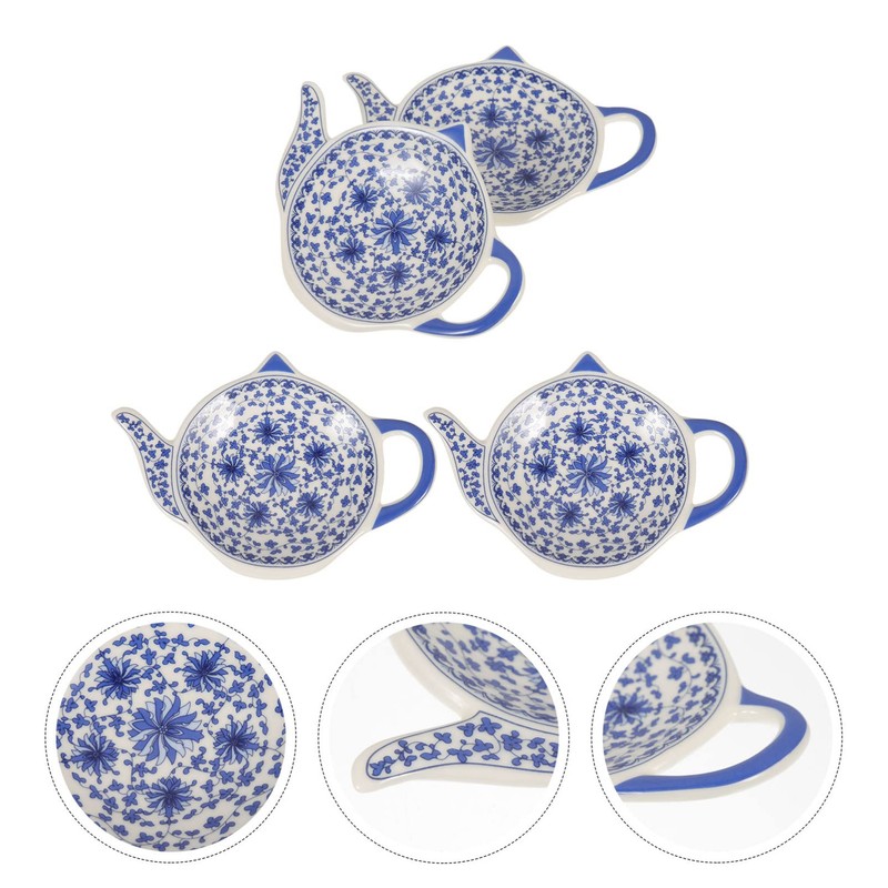 Alipis 4pcs Ceramic Tea Bag Coasters Spoon Rests Teabag Holder