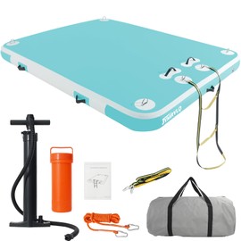 JYMRYLQ Floating Dock Inflatable Water Platform for Pool Lake Float Island Rafts Adults Heavy Duty Non-Slip with Pump Rope Ladder (Mint Green, 6 x 5ft (1.8 x 1.5m))