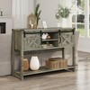 RoyalCraft Farmhouse Entryway Table with Storage and Sliding Barn Door,