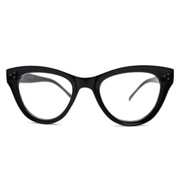ColorViper Vintage Classic cateye spring hinge reading glasses BIG size (shiny black, 2.5, diopters)