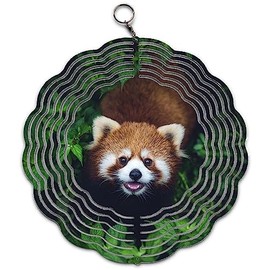 Red Panda Safari Design Wind Spinner Art 10 inch for Garden Decor with Swivel Hook, Double Sided Circle Hanging Wind Spinner Animal Tree Design Hanger for Yard Porch Front Door
