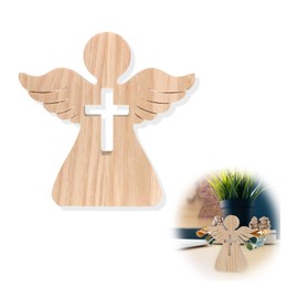 1 x Wooden Angel with Cross Wooden Angel Guardian Angel Wooden Angel with Engraving Guardian Angel Figurine Wooden Gift for Girls and Boys Money Gift Lucky Angel Communion Gifts Confirmation Gift