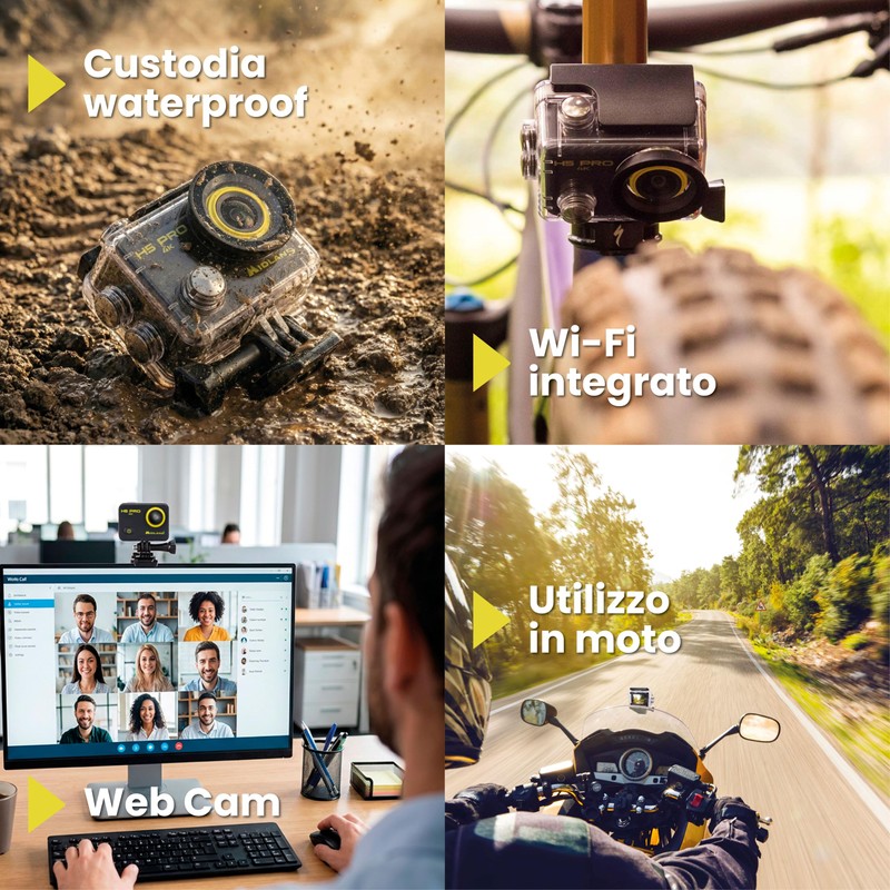 Midland Videocamera Action CAM H5 Pro Nera e Giallo C1515,