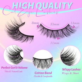 Losha Lashes Wispy Cat Eye Lashes 3D Natural False Eyelashes 9 Pairs Thin Faux Mink Lashes Pack Soft Lightweight Fake Eyelashes (Wispies)