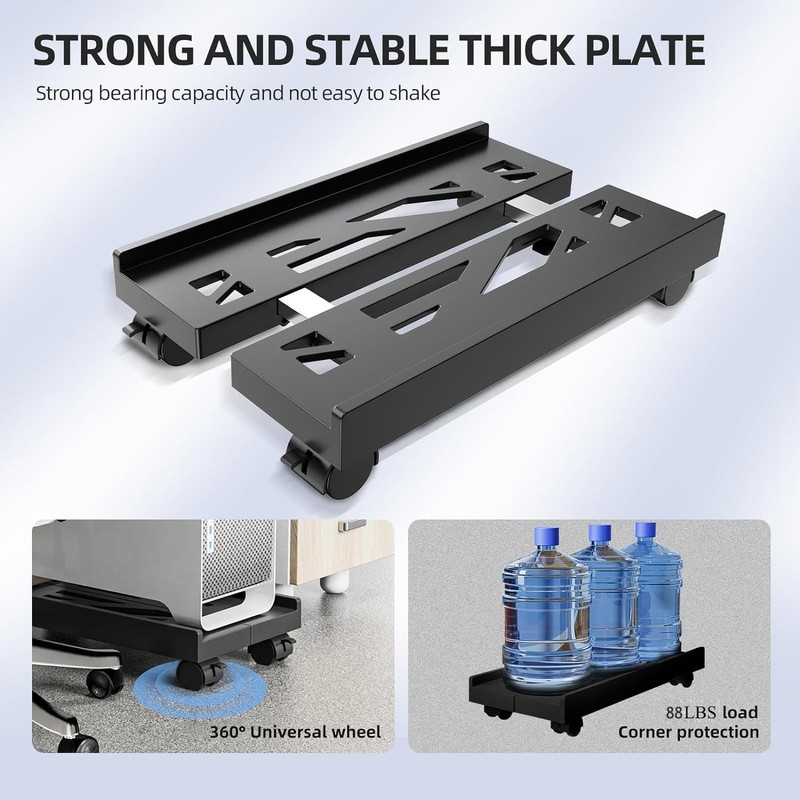 Adjustable Mobile CPU Stand, Ventilated Computer Tower Stand PC Tower