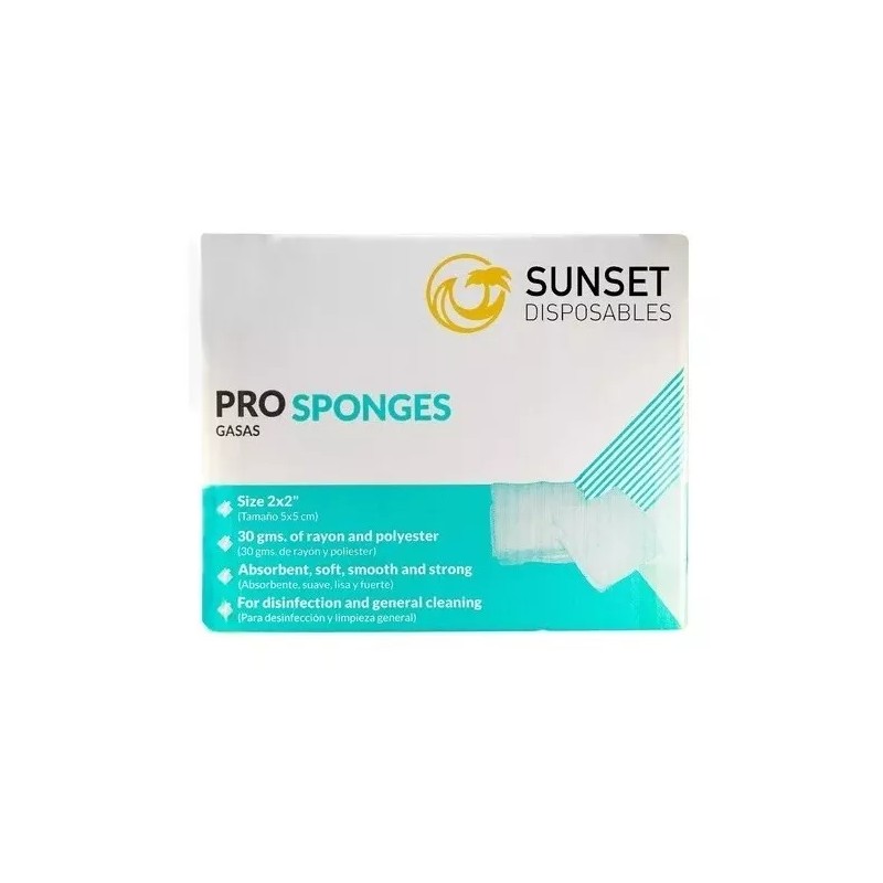 Sunset Gasas Absorbentes Caja Con 25 Paquetes 2x2