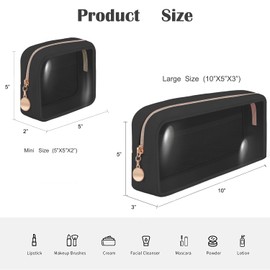 SYNVOGIA 3 Pack Clear Toiletry Bag TSA Approved Organizer Portable Travel Makeup Pouch with Golden Zipper Clear Makeup Bag Cosmetic Organizer Case | Black M