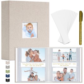 Vienrose Linen Cover Photo Album 4 × 6 Memory Book 208 Photos with Front Window Writing Space with 52 Notes 10.24 x 7.48 Inch 104 Pockets, Perfect for Weddings Anniversaries and Birthdays Beige