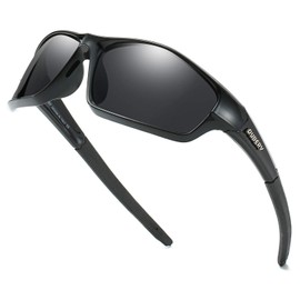 DUBERY Sport Polarized Sunglasses for Men UV Protection Driving Fishing Sun Glasses D620, Black/Black