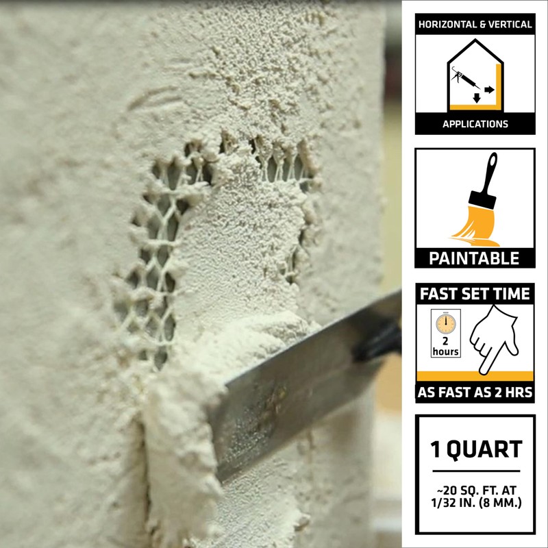 SIKA Sikacryl Stucco Repair, White, 1-Qt, Ready-Mix Stucco Patch for