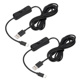 PATIKIL 6.56ft USB Extension Cable with on Off Switch, 2pcs Type C to USB Male Data Power Supply Cord 4 Core Wire for LED Strip Desk Lamp Fan, Black